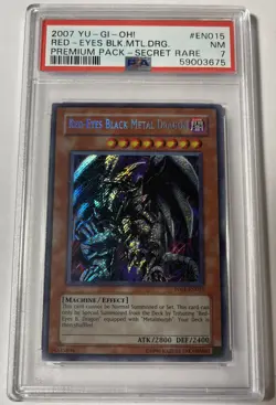 YuGiOh - Red-Eyes Black Metal Dragon - PP01-EN015 - Secret Rare PSA 7 - Image 1