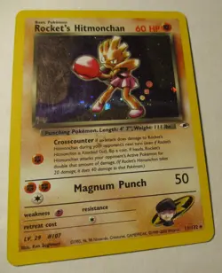 Pokemon TCG Gym Heroes Rocket's Hitmonchan 11/132 Holo Card 2000 Played RARE - Image 1