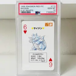 1996 Pokemon PSA 10 Rhydon Poker Playing Card Charizard Red Back #112 - Image 1