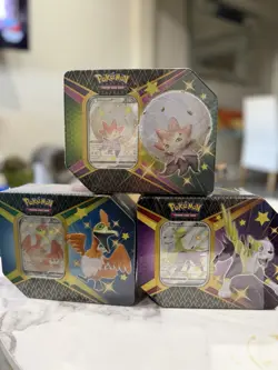 Pokemon TCG Sword Shield Shining Fates Collector Tins Set of 3, Sealed - Image 1
