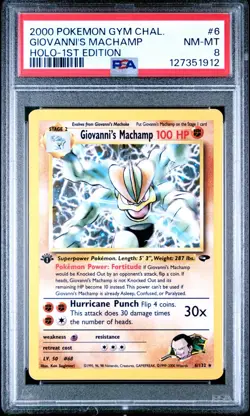 GIOVANNI'S MACHAMP 2000 Pokemon Gym Challenge 1st Edition Holo #6 - PSA 8 - Image 1