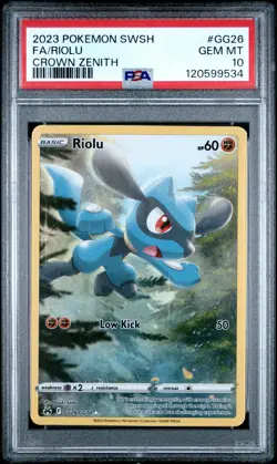 2023 Pokemon Sword And Shield Crown Zenith Riolu #GG26 FA PSA 10 GEM MINT - Image 1