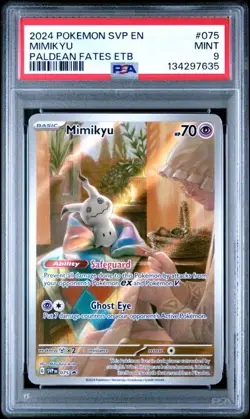 POKEMON SVP PALDEAN FATES ETB PROMO #075 MIMIKYU PSA 9 MINT. - Image 1