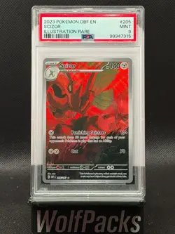 2023 Pokemon OBF EN Obsidian Flames - Scizor #205 Illustration Rare PSA 9 - Image 1