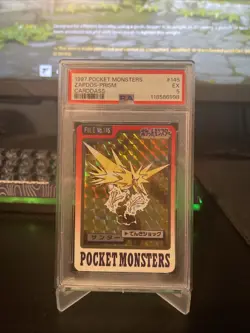 1997 Pocket Monsters Zapdos Prism Carddass Psa 5 #145 - Image 1
