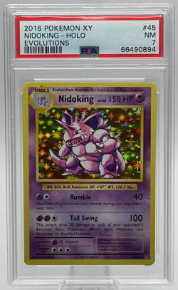 2016 POKEMON XY EVOLUTIONS #45 NIDOKING-HOLO PSA 7 NM - Image 1