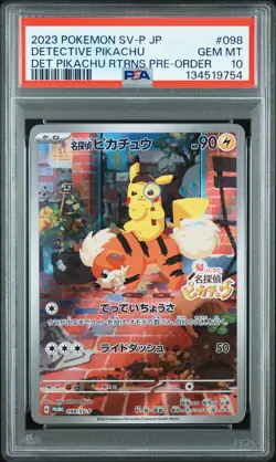 2023 POKEMON JPN SV-P PROMO #098 DETECTIVE PIKACHU PSA 10 - Image 1