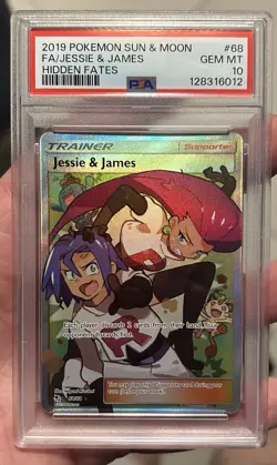 2019 POKEMON SUN & MOON HIDDEN FATES #68 FULL ART/JESSIE & JAMES PSA 10🔥🔥 - Image 1