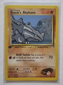 1st Edition Brock’s Rhyhorn 70/132 - Gym Heroes - Near Mint - Image 1