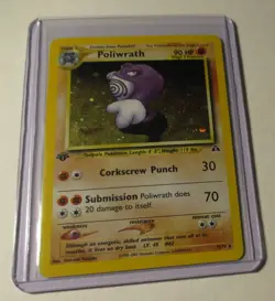 Pokemon TCG Neo Discovery Poliwrath 9/75 Holo Card 1st Edition 2001 Played - Image 1