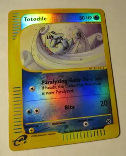 Pokemon TCG Expedition Base Set Totodile 135/165 Reverse Holo Card 2002 Played - Image 2