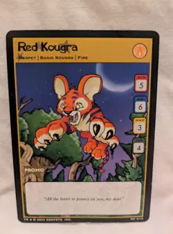 Red Kougra Neopets McDonald's Promo 3/15 Card Rare TCG 2004 - Image 1