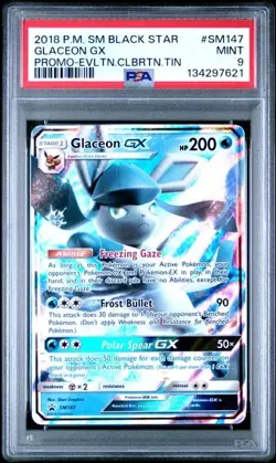 2018 Pokemon Black Star Promo Evolutions Celebration Tin GLACEON GX SM147 PSA 9 - Image 1