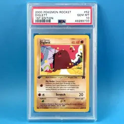 2000 Pokemon DIGLETT 52 1st Edition WOTC Team Rocket PSA 10 Gem Mint CGC TAG - Image 1