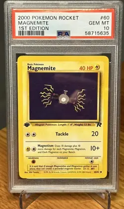 Rare Vintage! Gem Mint PSA 10 2000 Pokemon Rocket #60 - Magnemite - 1st Edition - Image 1