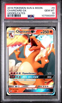 2019 POKEMON SUN & MOON HIDDEN FATES #9 CHARIZARD GX PSA 10 - Image 1