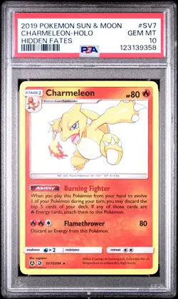 2019 POKEMON SUN & MOON HIDDEN FATES #SV7 CHARMELEON-HOLO PSA 10 - Image 1