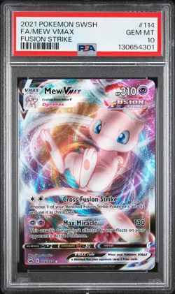 2021 Pokemon Sword & Shield Fusion Strike Mew VMAX Fa Fusion Strike PSA 10 #114 - Image 1