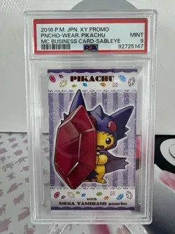 PSA 9 Poncho Pikachu Sableye Mega Campaign Business Card Japanese Pokemon 2016 - Image 1