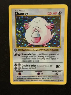 Pokemon Card TCG 1st Edition Chansey Base Set 3/102 Holo Rare Vintage 1999 WOTC - Image 1