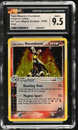 CGC 9.5 Team Magma's Houndoom EX Team Magma Vs Aqua 10/95 Holo Pokemon Card - Image 1