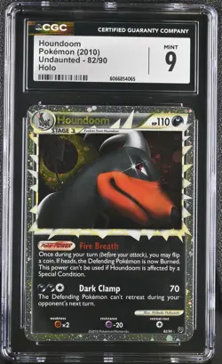 CGC 9 MINT Houndoom 2010 Undaunted 82/90 Holo Pokemon Card - Image 1