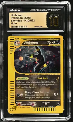 CGC 10 PRISTINE Umbreon 2003 Skyridge H30/H32 Holo SWIRL Pokemon Card - Image 1