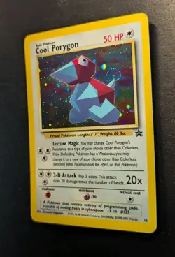 2000 POKEMON WOTC BLACK STAR PROMO #15 COOL PORYGON HOLO ✨ #15 W/ RARE SWIRL 🌀 - Image 3