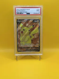 2022 POKEMON SWORD & SHIELD BRILLIANT STARS #157 FULL ART/PIKACHU V PSA 9 - Image 1
