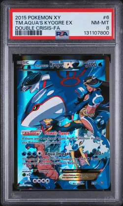 Team Aqua’s Kyogre EX Full Art 2015 Pokemon XY Double Crisis #6 NM-MT PSA 8 - Image 1