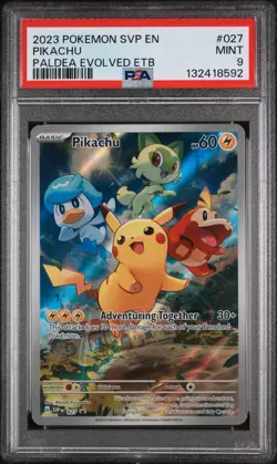2023 POKEMON SV BLACK STAR PROMOS - SVP EN #027 PIKACHU PALDEA EVOLVED ETB PSA 9 - Image 1
