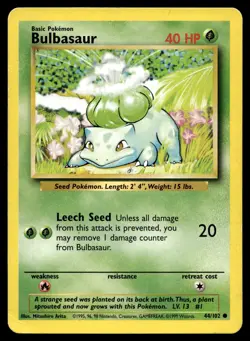 BULBASAUR 44/102 COMMON BASE SET POKEMON - Image 1