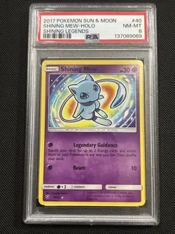 2017 POKEMON SUN & MOON SHINING LEGENDS #40 SHINING MEW-HOLO PSA 8 - Image 1