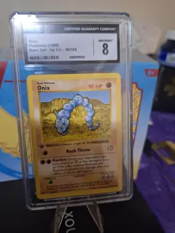 WOTC 1999 Onix 56/102 Base set 1st Edition Shadowless Pokemon CGC 8 NM/Mint - Image 1