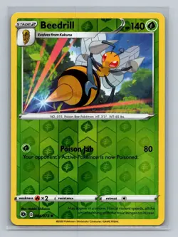 Pokemon Champion's Path #04/73 Beedrill Reverse Holo Uncommon - Image 1