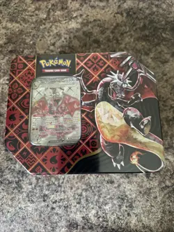 Shiny Charizard ex Paldean Fates Scarlet and Violet Pokemon TCG Tin Mint Sealed - Image 1