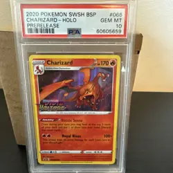2020 Pokemon SWSH BSP Charizard Holo Prerelease #066 Gem Mint PSA 10 - Image 1