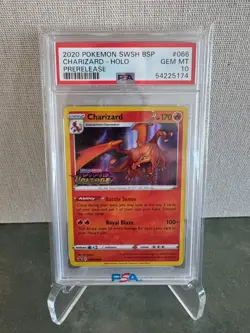 2020 Pokemon SWSH Black Star Promo Charizard Holo Prerelease #066 PSA 10 GEM MT - Image 1