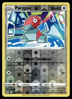 Pokemon Card PORYGON Reverse Holo Common 140/196 LOST ORIGIN - Image 1