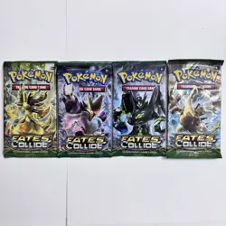 Pokemon XY Fates Collide English Booster Trading Card Game 4 Pack Lot Art Set - Image 1