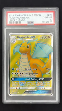 Dragonite GX 229/236 - Unified Minds - Graded PSA 10 GEM MT Pokemon Card - Image 1