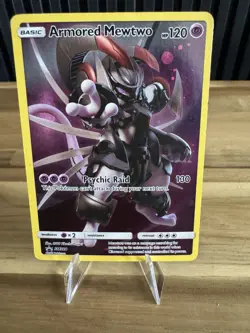 Armored Mewtwo ULTRA RARE POKEMON TCG Holo Black Star Promo Card SM228 Collector - Image 1