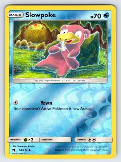 Slowpoke 54/214 Sun & Moon Lost Thunder Pokemon Card Komiya Art Reverse Holo Nm - Image 1