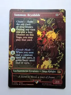 MTG Summon: Brynhildr (Borderless) Final Fantasy Foil Rare 366 - Image 1