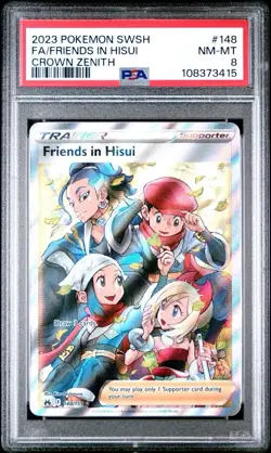 2023 Pokemon Crown Zenith #148 Full Art Friends In Hisui PSA 8 NM-MINT Free Ship - Image 1