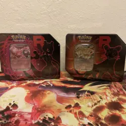 Pokemon TCG (2) Destined Rivals Team Rocket Tins, Mewto And Persian, Sealed - Image 1