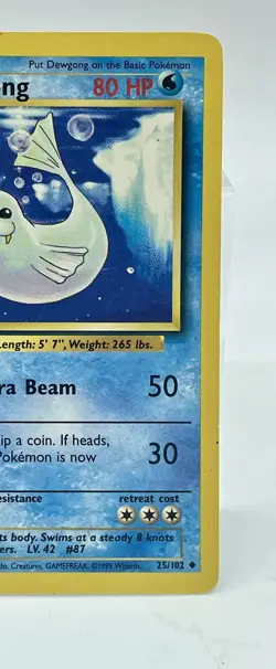 Dewgong 25/102 Pokemon TCG Base Set Unlimited Uncommon Non Holo Vintage 1999 LP - Image 3