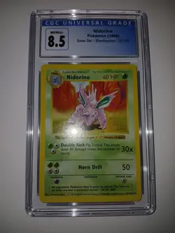 NIDORINO SHADOWLESS CGC 8.5 BASE SET 1999 POKEMON 37/102 NINTENDO WOTC WIZARDS - Image 1