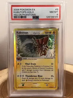 Pokemon 2006 EX Holon Phantoms Kabutops #9 Holo PSA 8 - Image 4
