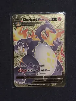 Pokemon Gold Metal Art Card - Charizard VMAX SV107/SV122 - Image 1